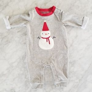 COZY FLEECE LINED SNOWMAN JUMPER  0-3 M